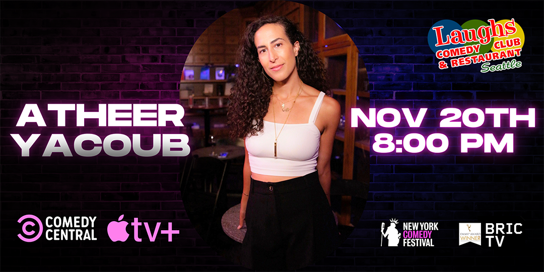 Comedian Atheer Yacoub at Laughs Comedy Club in Seattle
