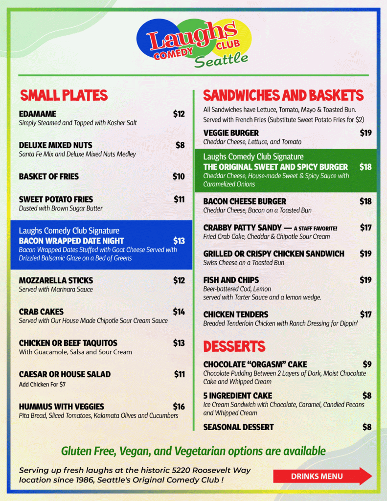 Laughs Comedy Club Food and Drink Menu 2